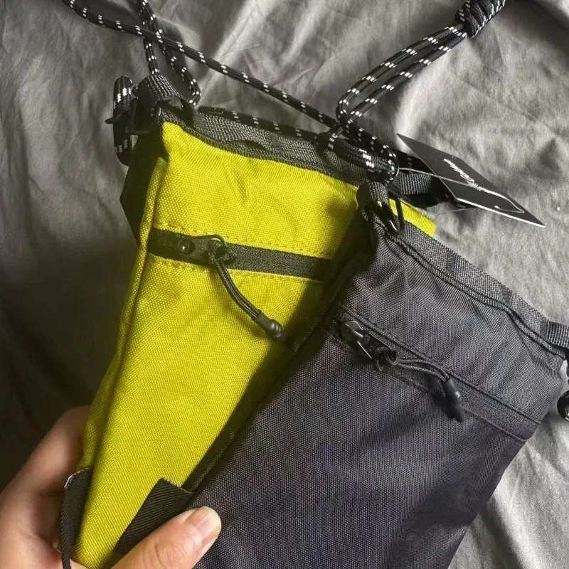sac à bandoulière compact goldwin twist rope avec rabat, pour homme et femme, noir et jaune, sacoche de téléphone, pochette zéro, sacs à dos polyvalents