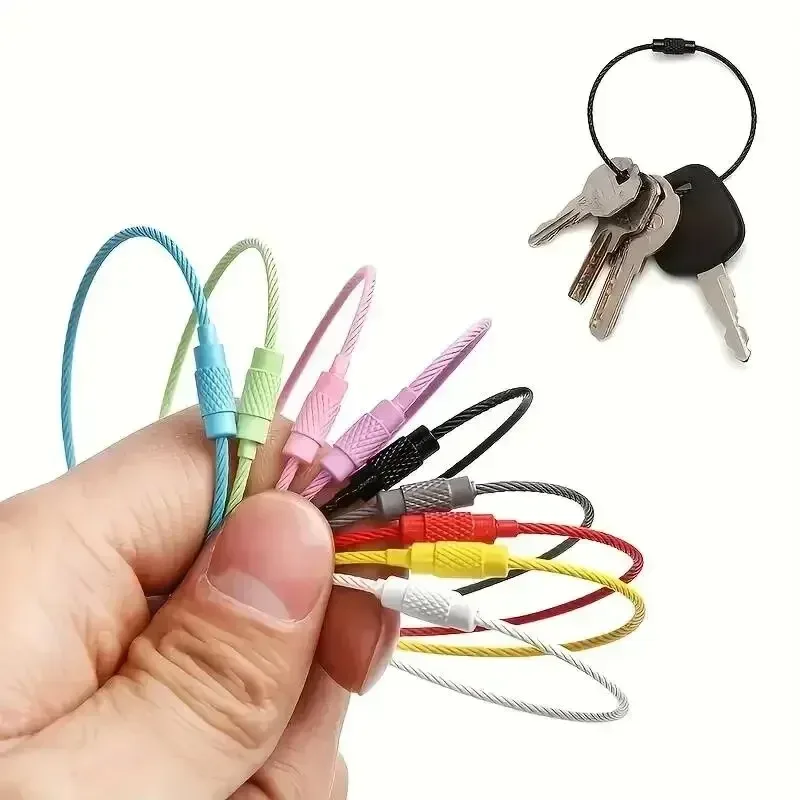 étiquette bagage métallique inoxydable tressée beige voyage accessoires voyage câbles colorés clips faciles installation usage quotidien