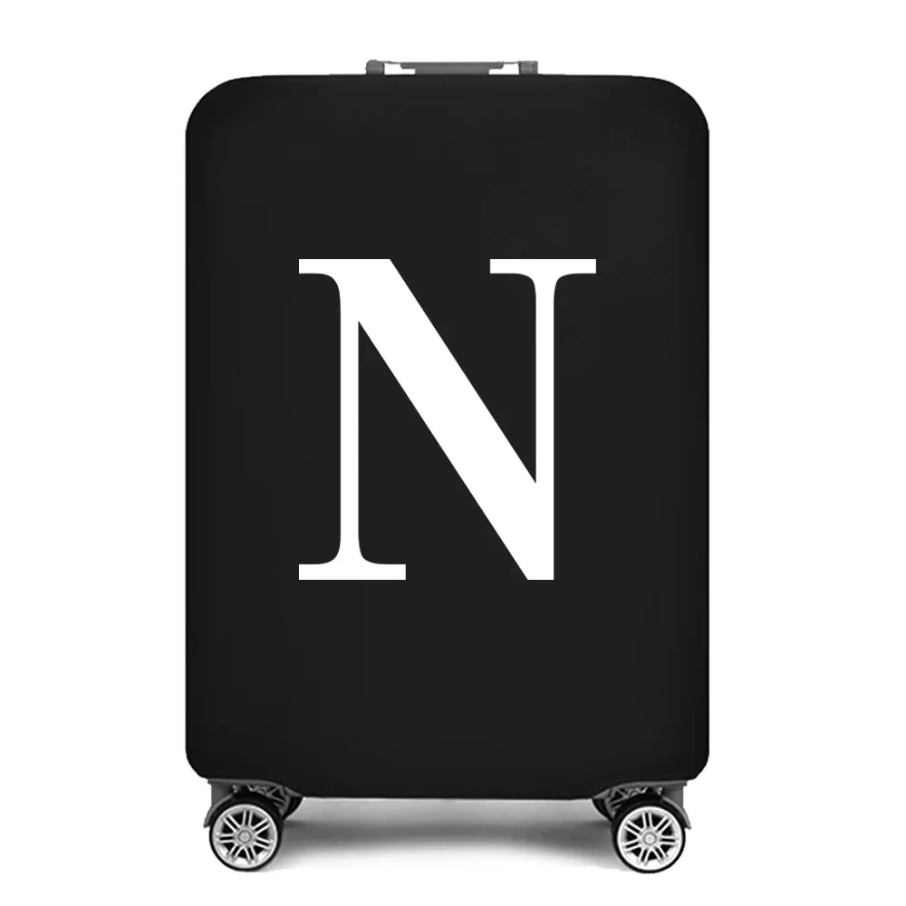 housse de protection pour bagages, housse de protection pour valise de 18 à 28 pouces, accessoires de voyage, 26 lettres blanches imprimées, housse anti-poussière élastique
