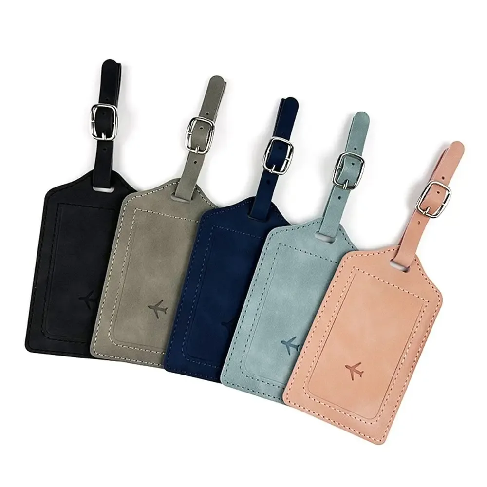 étiquette de bagage en cuir tendance avec sac en papier de signature, accessoires de voyage universels portables pour hommes et femmes
