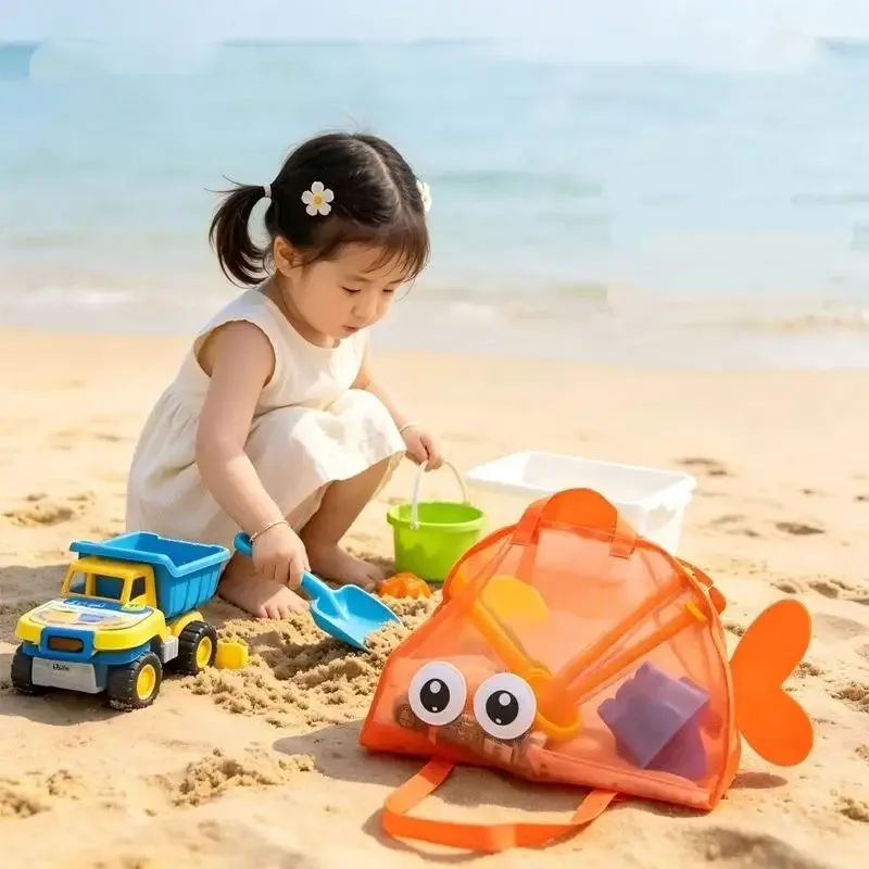sac de rangement mignon de grande capacité, pochette d'organisation portable et pliable en maille pour jouets de plage, voyage, sports de plein air