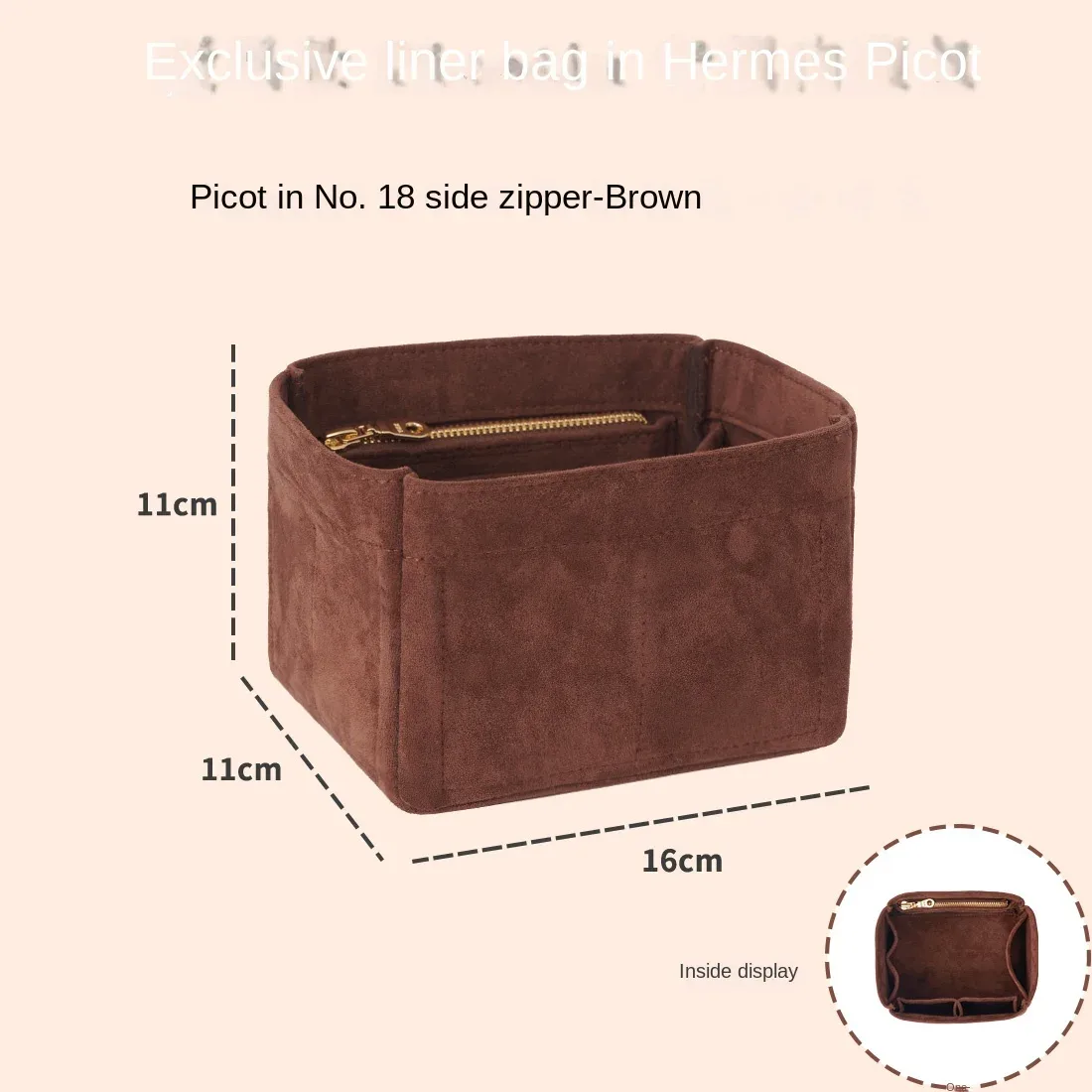 convient pour h picotin 18 22 sac à main de rangement robee moelleux insérer organisateur pour sac à main de luxe sac cosmétique organisateur voyage maman sac