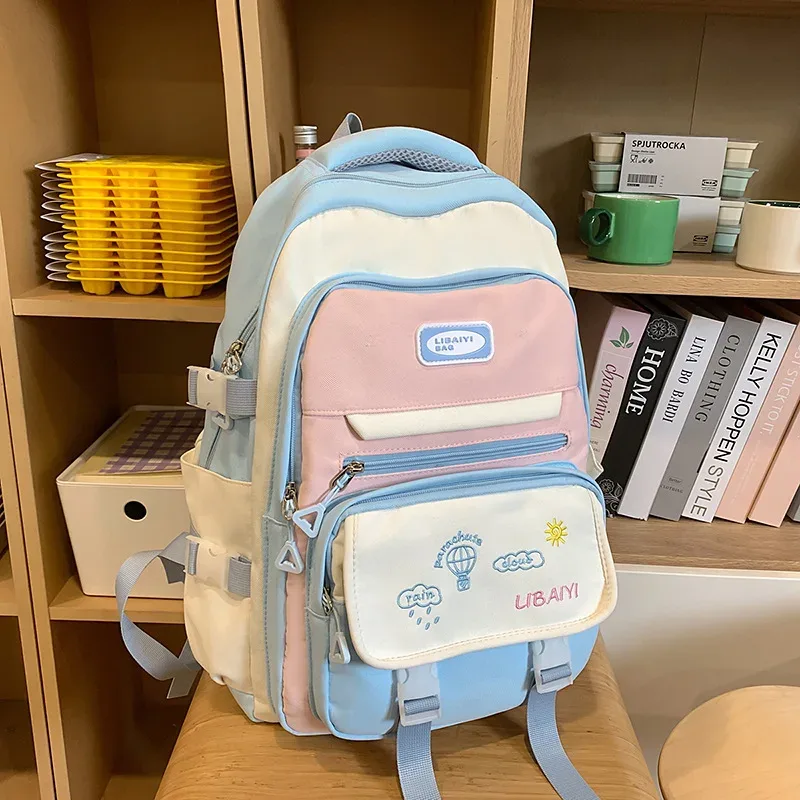 sac à dos quotidien de style coréen pour femmes, sac à dos de voyage en tissu nylon imperméable, sac d'école pour filles, sacs décontractés pour adolescents