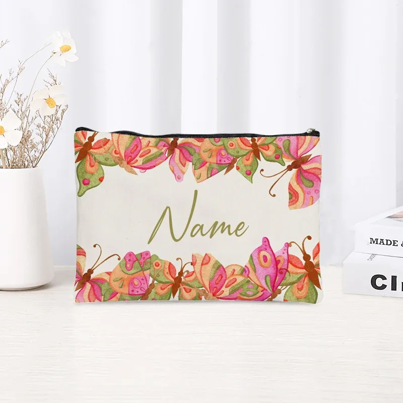 trousse de maquillage personnalisée pour femmes, pochette de rangement simple et fraîche, cadeau pour enseignant(e) ou étudiant(e), trousse à crayons pour femme, sacs de maquillage