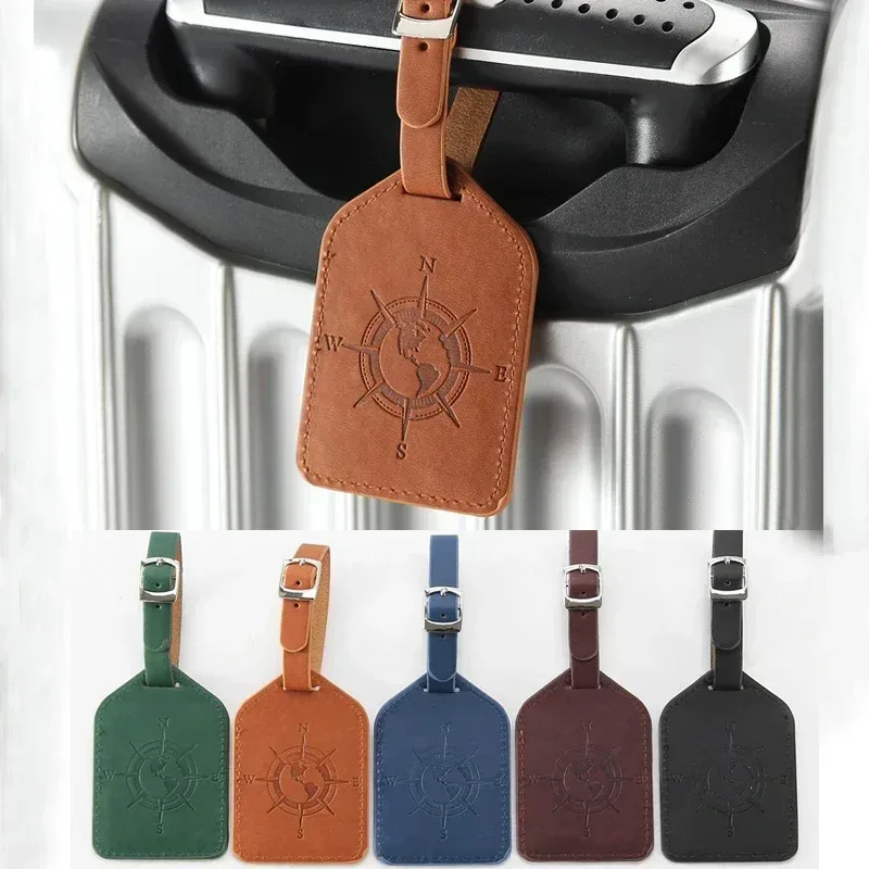 étiquette de bagage en cuir pu, porte-adresse pour valise, accessoires de voyage, étiquette nominative portable