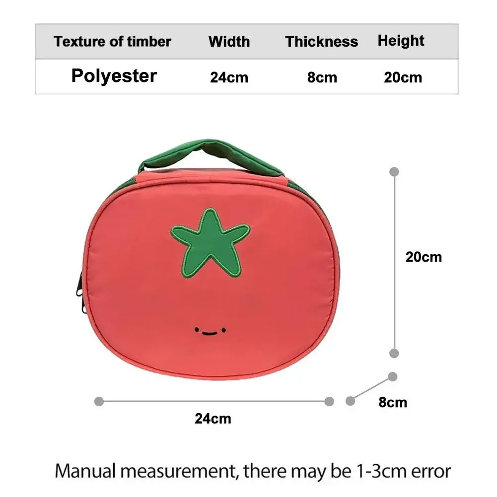 trousse de maquillage mignonne en forme de tomate, sac de voyage portable en nylon imperméable, grande capacité, trousse de toilette pour femmes