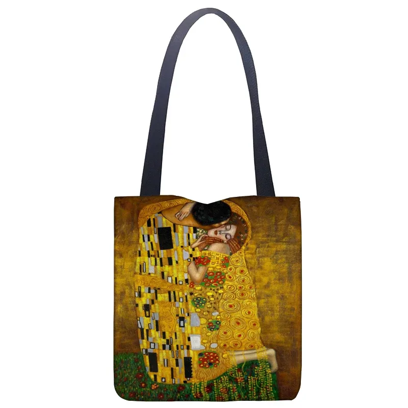 nouveau sac fourre-tout gustav klimt abstrait grande capacité sac à bandoulière décontracté sac réutilisable sac à main imprimé de personnages à la mode