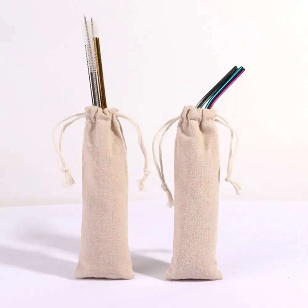 sac de rangement anti-poussière en coton et lin de haute qualité avec cordon de serrage, étui de protection pour couverts, pour la maison