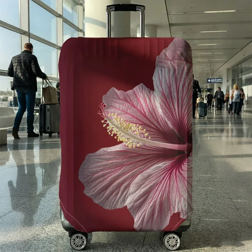 housse de bagage à imprimé fleur d'hibiscus, adaptée aux bagages de 18 à 32 pouces, manchon pour poignée de bagage, accessoires de voyage