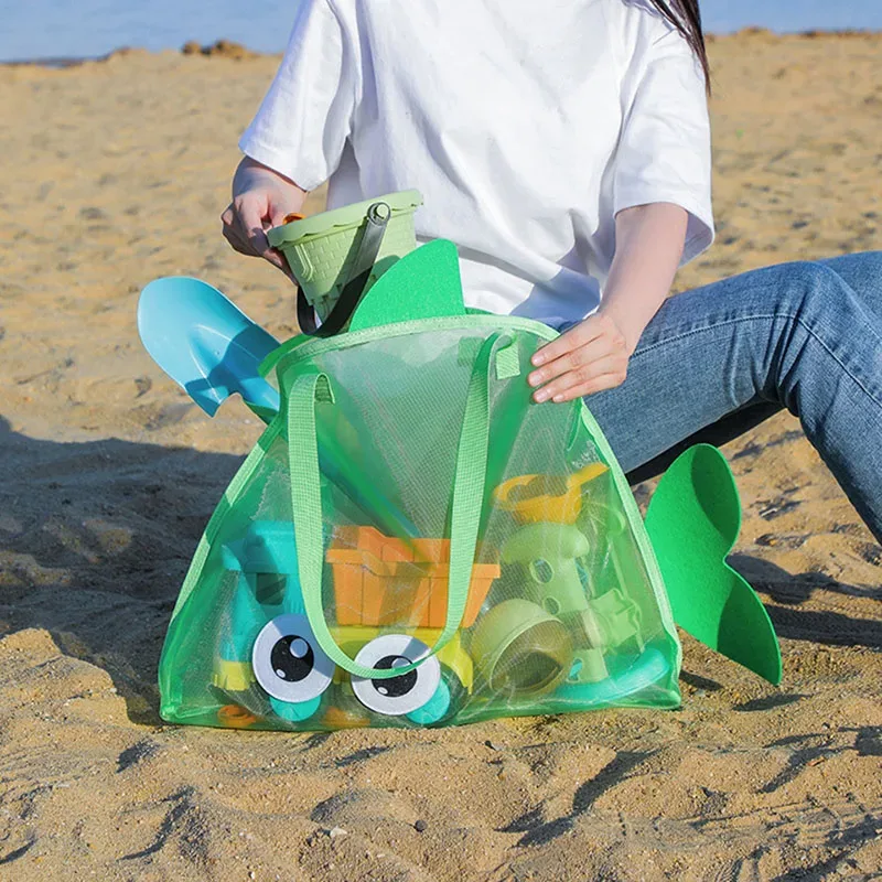 sac de rangement mignon de grande capacité, pochette portable pliable en maille pour organiser les jouets de plage, idéal pour les voyages et les activités sportives en plein air