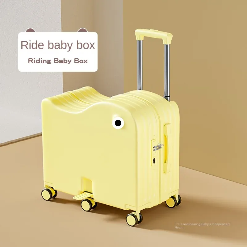 bagage pour enfants peut s'asseoir, valise de 18/20 pouces, ensemble de bagages à six roues, bagages de 22/24 pouces avec porte-gobelet usb, valise de voyage