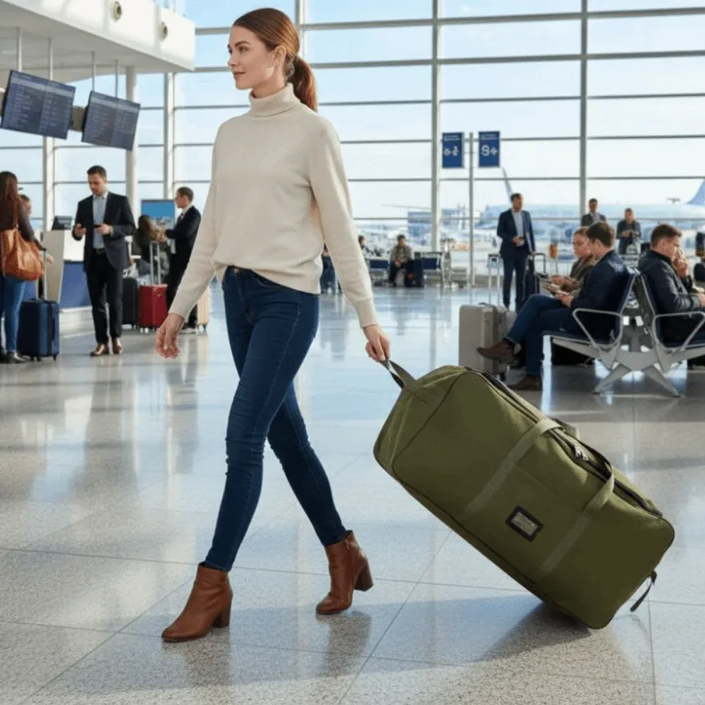sac de voyage pliable pour week-end, grande capacité, imperméable, sac de rangement pour bagages avec roues amovibles et plusieurs compartiments