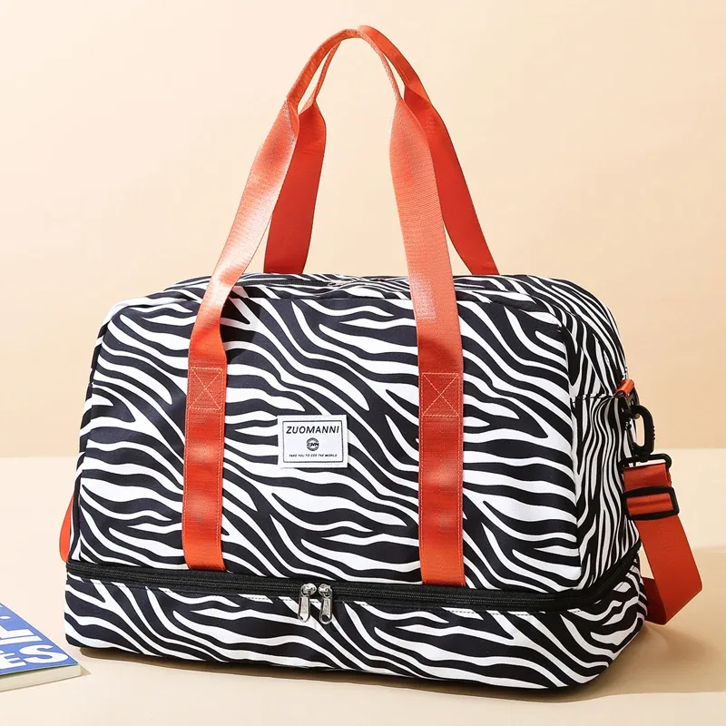 Sac de voyage en nylon grande capacité avec imprimé animal, sac de sport et de gym, sac de rangement portable, sac de week-end pour femme