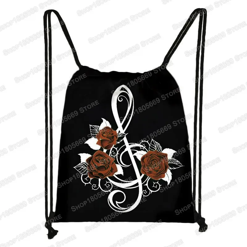 notes de musique imprimer sac à dos battement ecg femmes cordon sac en plein air grande capacité sac de rangement pour chaussures de voyage porte-cadeau