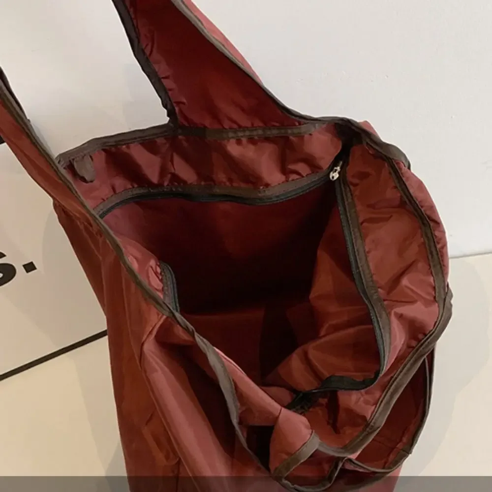 sac à main pliable ~ sac de shopping pliable, sac de rangement étanche pour épicerie, grande capacité, sac à bandoulière en nylon, sac fourre-tout pour extérieur