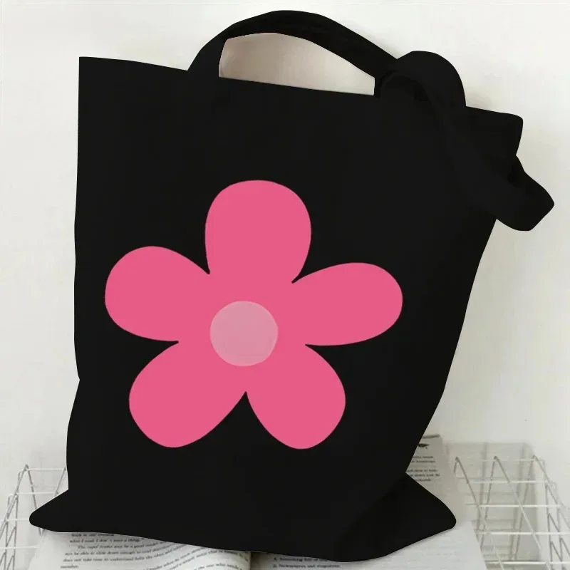 sac fourre-tout en toile à motif floral, sac de shopping réutilisable avec citation inspirante imprimée, sac à main écologique pour étudiantes, sac à bandoulière pour femmes