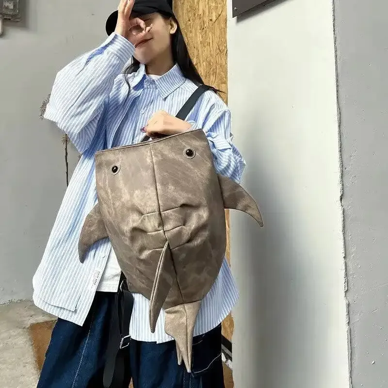 y2k – sac à dos drôle en forme de requin baleine, sac de voyage durable de grande capacité pour femmes et hommes, mignon sac à dos de dessin animé en plein air, cartable d'étudiant