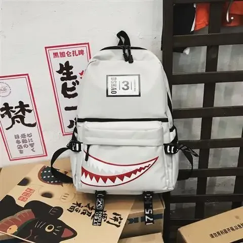 grands sacs à dos tendance pour filles et garçons, sacs à dos d'école imperméables noirs, sacs de voyage pour femmes avec imprimé requin, mochilas escolares