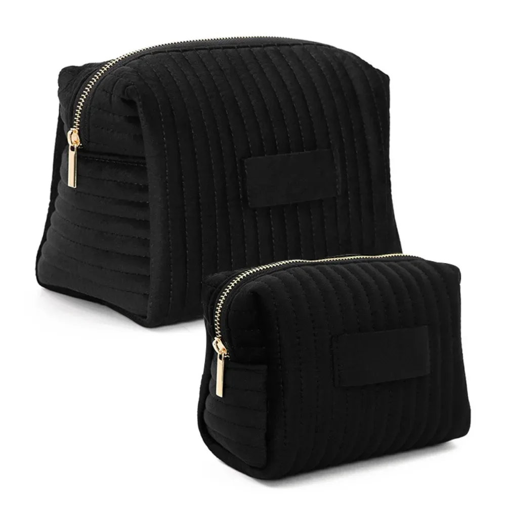 trousse de maquillage portable en velours de grande capacité, couleur unie, organisateur de lavage, trousse de toilette de voyage, cadeau, pochette à cosmétiques à fermeture éclair, à la mode