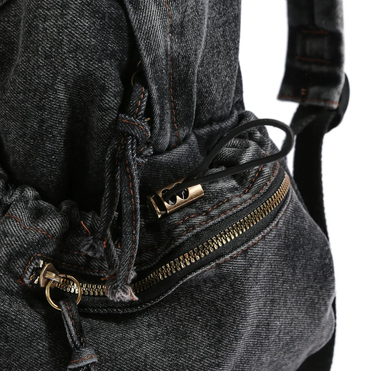 sac à dos en jean délavé vintage pour femme, avec cordon de serrage, design déchiré, sac à dos décontracté pour l'école et les voyages