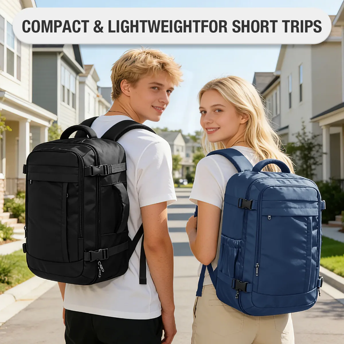 sac dos nylon bleu marine compact léger voyage travail scolaire poche intérieure zippée bandes sangle ajustables