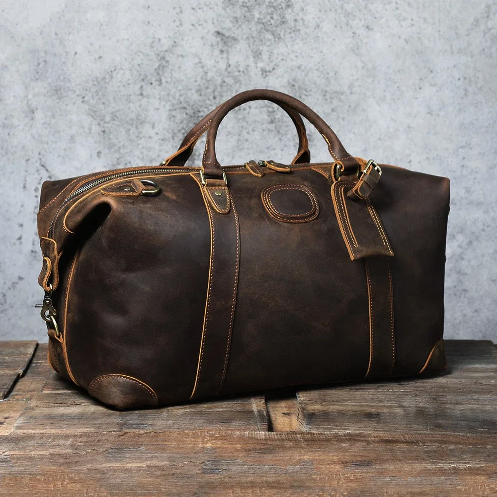 nasva-sac de sport en cuir pour hommes, sac de week-end, bagage extérieur, sac d'aviation, sac de sport fitness, sac à main à bandoulière