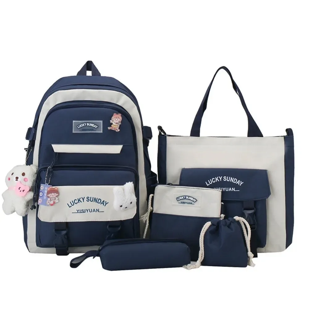 ensemble de 5 sacs à dos mignons de grande capacité, multifonctionnels, respirants, pour étudiants, avec boucle, sac bandoulière, pour l'université