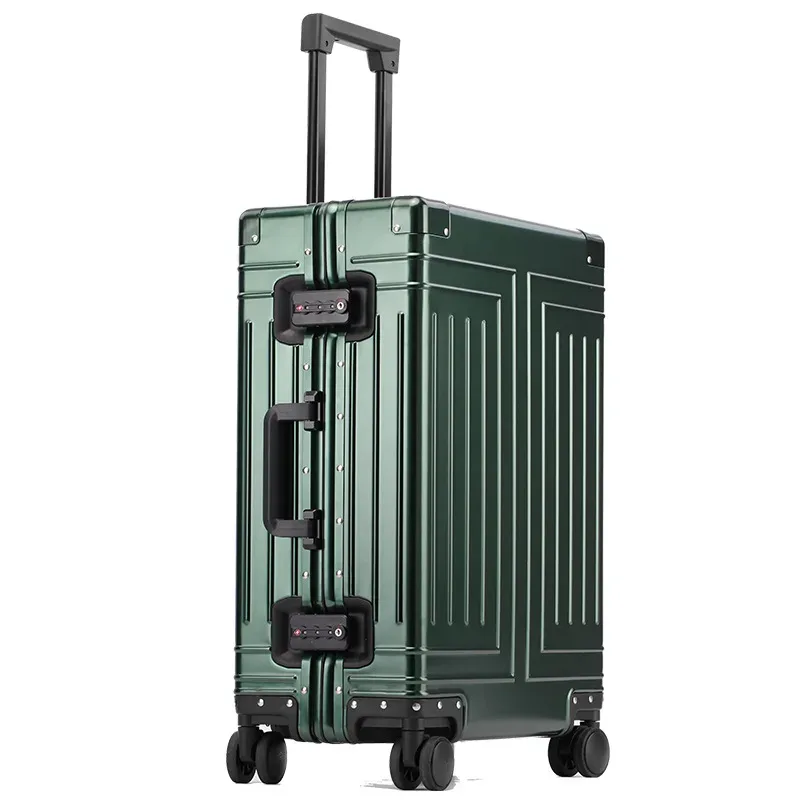 valise en aluminium de 20/24/26/28 pouces, boîtier de chariot en alliage, bagages roulants de grande capacité de 30 pouces, valise de voyage avec roulettes