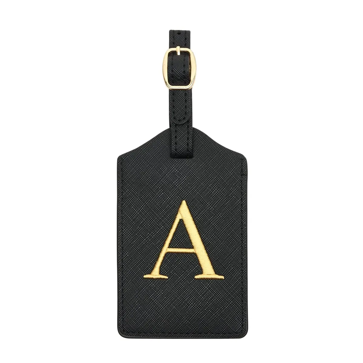 étiquette de bagage en cuir pu pour voyage-étiquette d'identification de valise durable avec couverture de confidentialité et fente pour carte nominative (a-z) liu