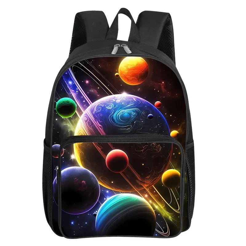 sac à dos à poche avant carrée à motif de planètes cosmiques pour garçons et filles, meilleurs cadeaux, sacs d'école à dessin animé 2d pour enfants