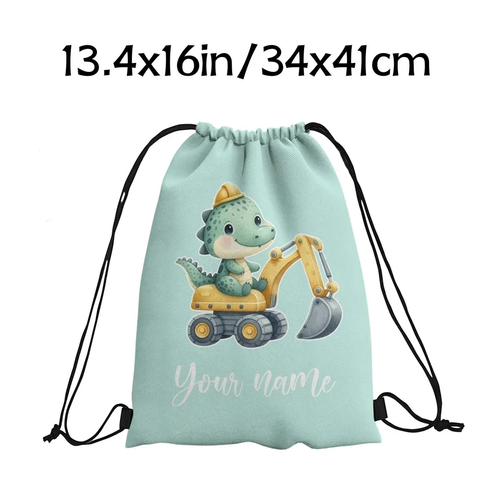 sac à dos personnalisé avec nom/texte dinosaure et excavateur, sac de sport personnalisé, sac de voyage léger, sac de rangement pour salle de sport, 12 couleurs