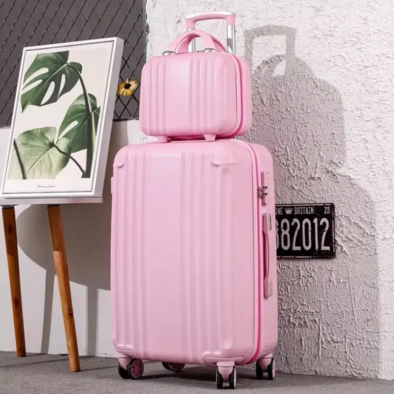 nouvelle valise à roulettes rose mignonne pour filles, valise trolley pour femmes avec roues pivotantes, valise d'école adorable pour étudiantes, valise à code, bagage cabine