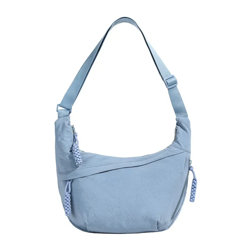 sacs à bandoulière en toile décontractés coréens simplifiés, sac hobos de sport de grande capacité, sac de boulettes léger de couleur unie pour femmes