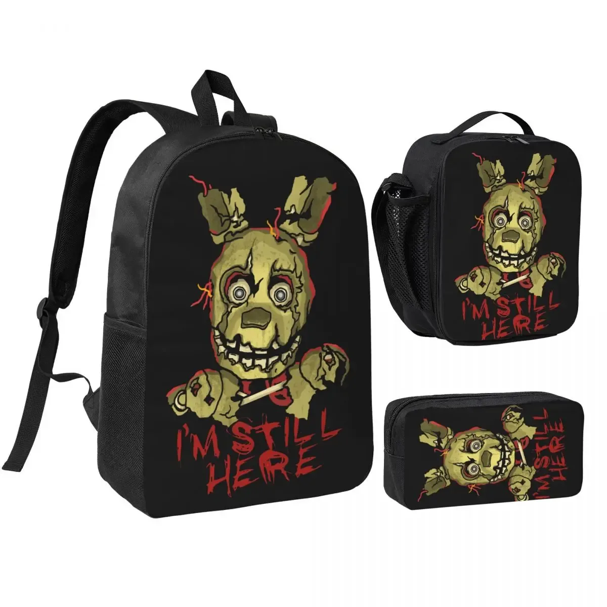 sac dos polyester noir motif clown stylistique bourse déjeuner trousse stylos accessoires voyage étudiant retour école portable