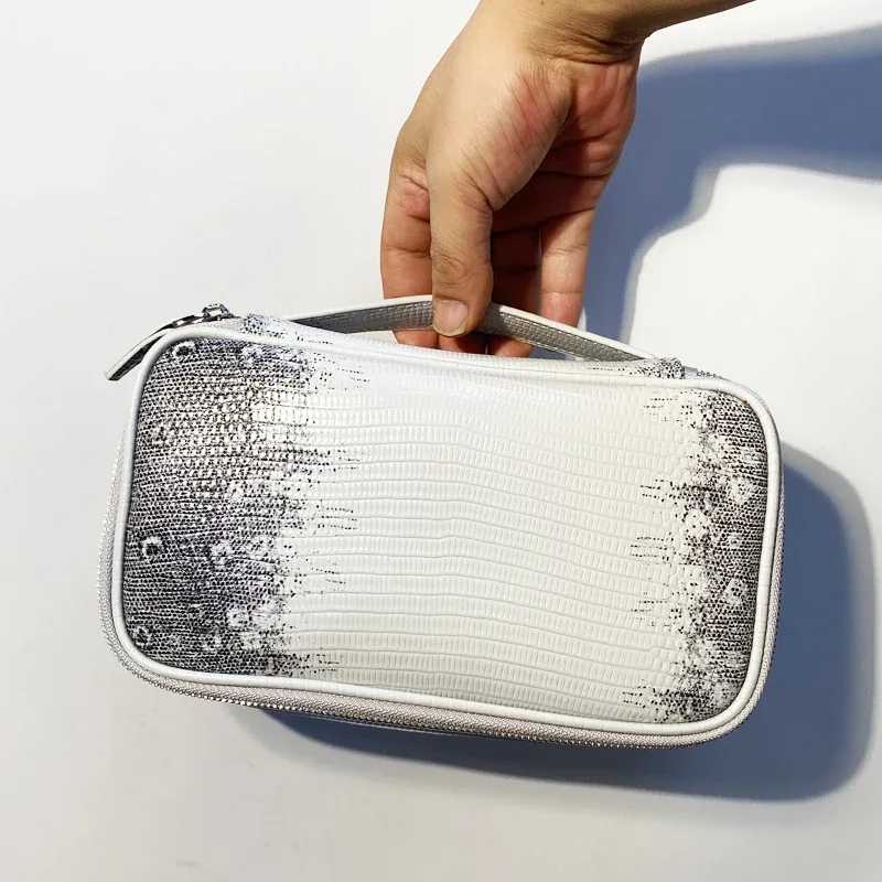 personnaliser les initiales en cuir véritable boîte d'affaires de voyage sacs de maquillage pour les femmes sacs à main et sacs à main de luxe 2026 nouveau dans le sac organisateur de motif de crocodile en peau de vach