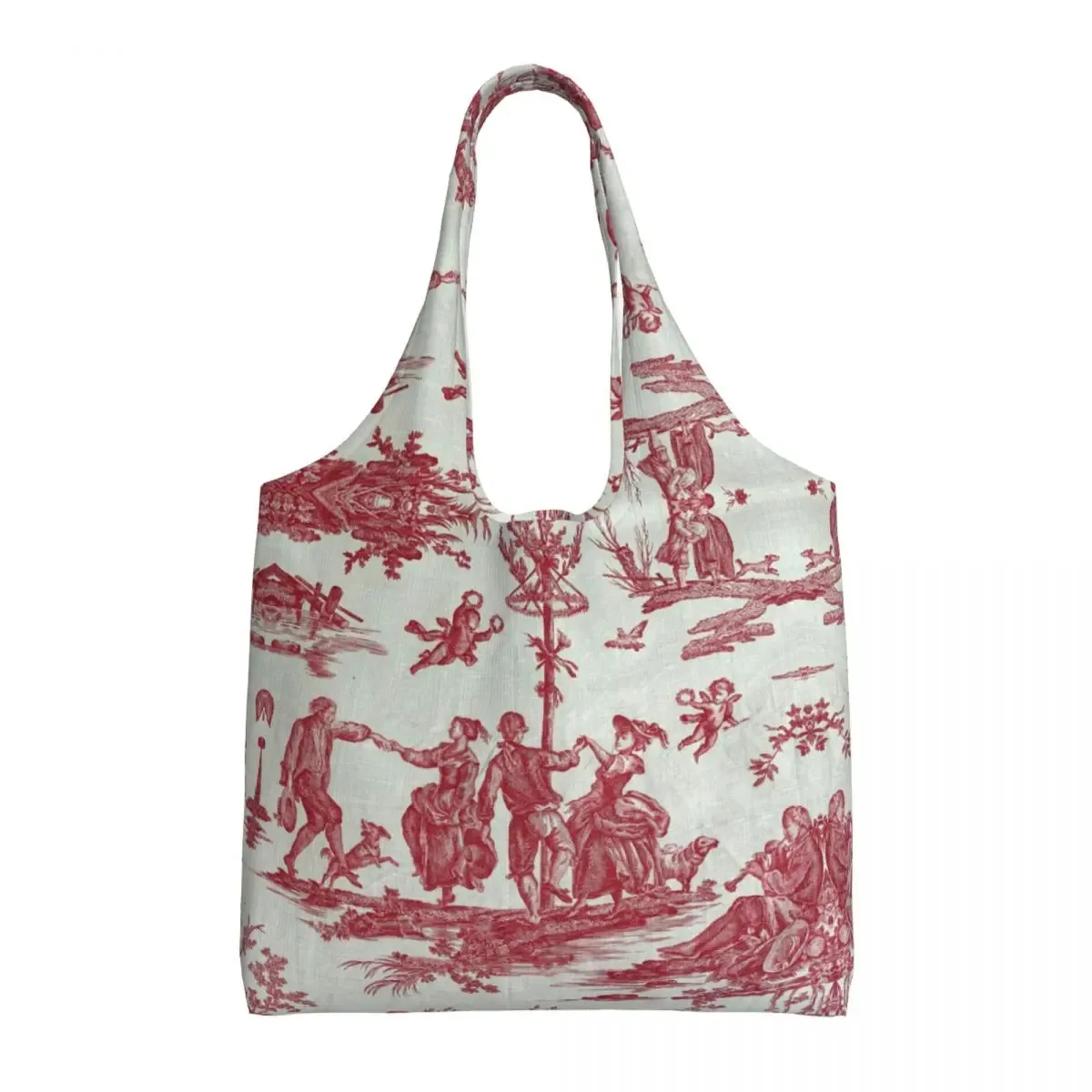 toile de jouy française classique vintage personnalisée, fourre-tout à motif bleu marine, fourre-tout de shopping en toile réutilisable, sac à bandoulière