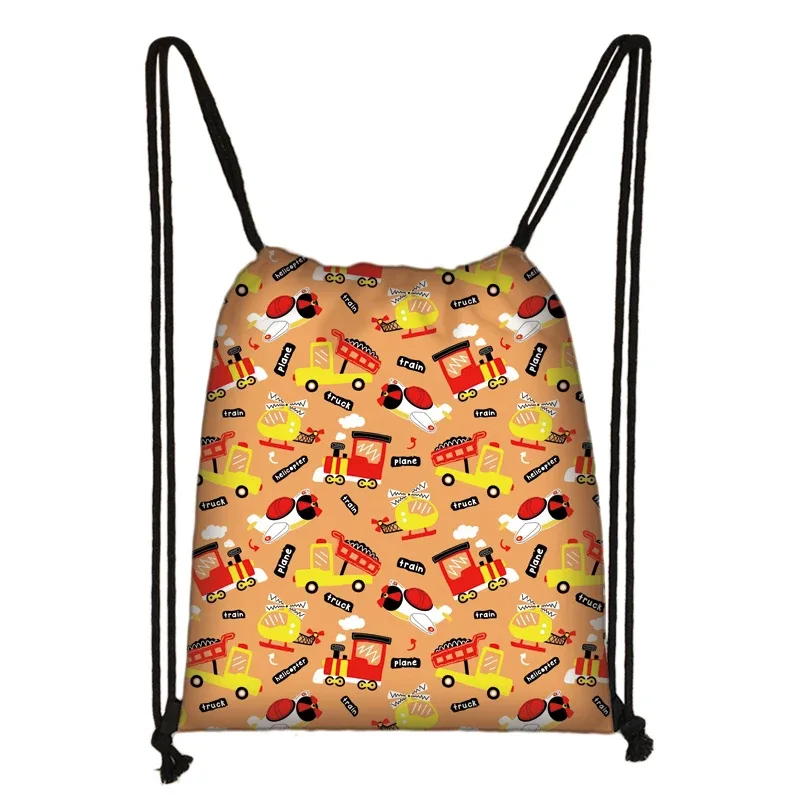 sacs à dos en toile de véhicule d'ingénierie pour adolescents, sac de rangement portable, impression de camion de pompier ebtractor cartoon, proximité wstring