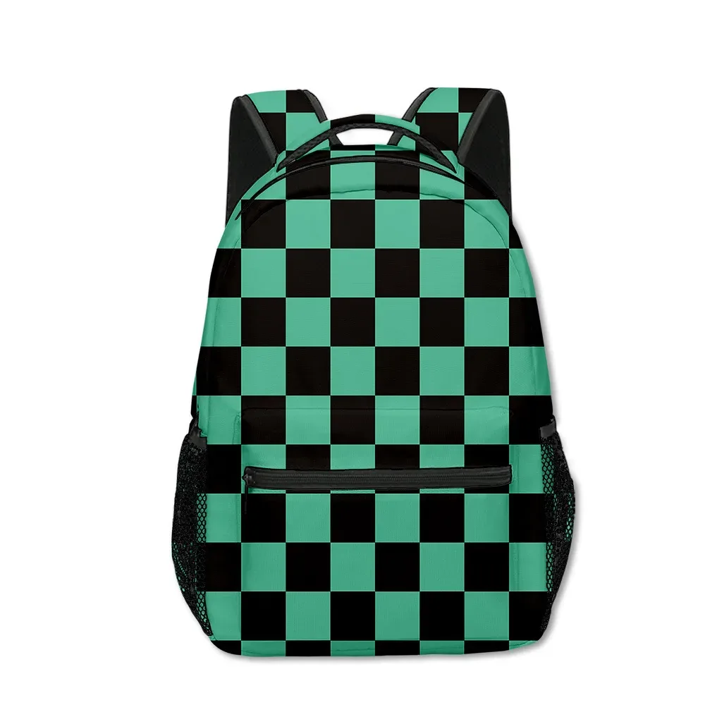 sac dos tissu oxford uni dessin animé géométrique multicouleurs triangles carreaux bandoulière arquée usage voyage