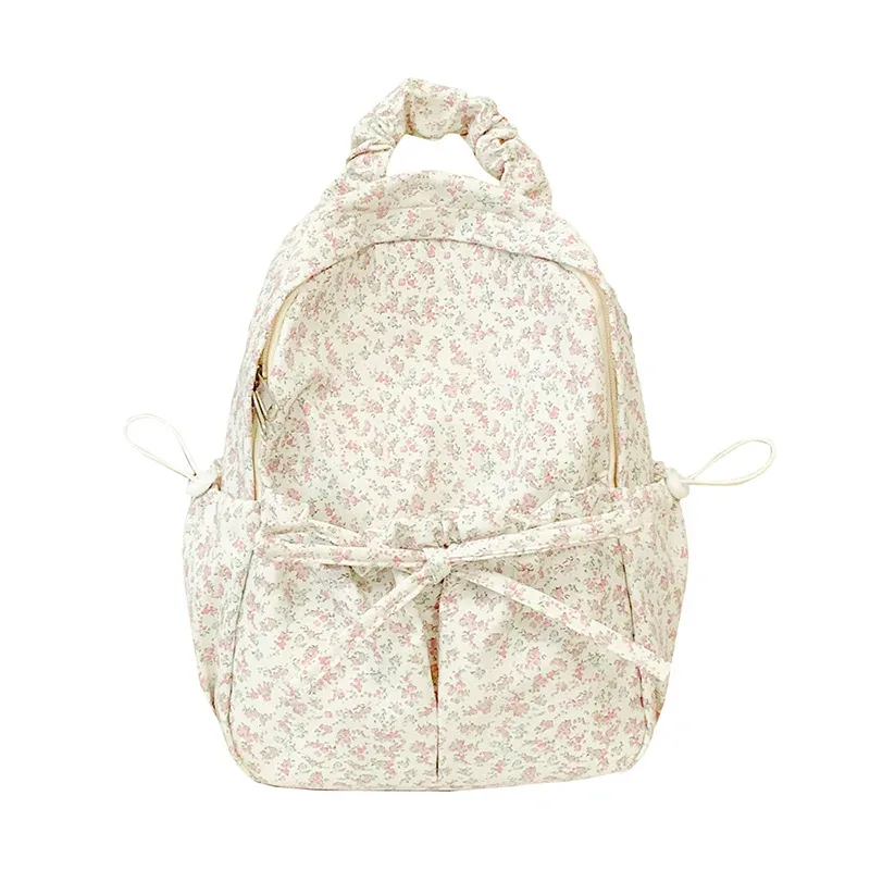 sac à dos décontracté à double bandoulière pour femmes, style frais et simple, imperméable, ultra-léger, antivol, sac d'école à motifs floraux