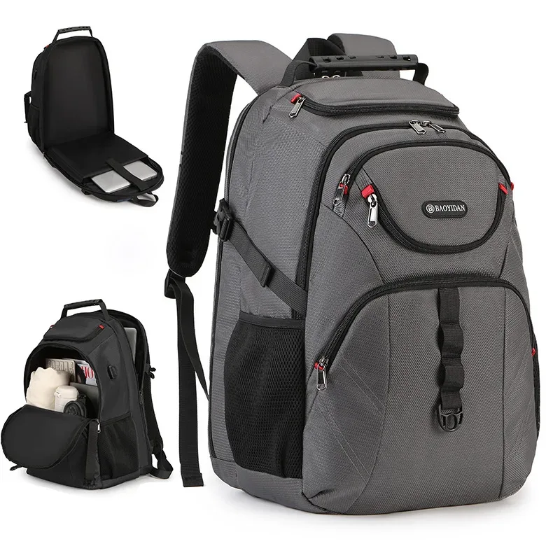 sac à dos pour hommes pour voyages d'affaires, grande capacité, multi-compartiments, sac de transport pour ordinateur portable de 15 pouces, couleur unie