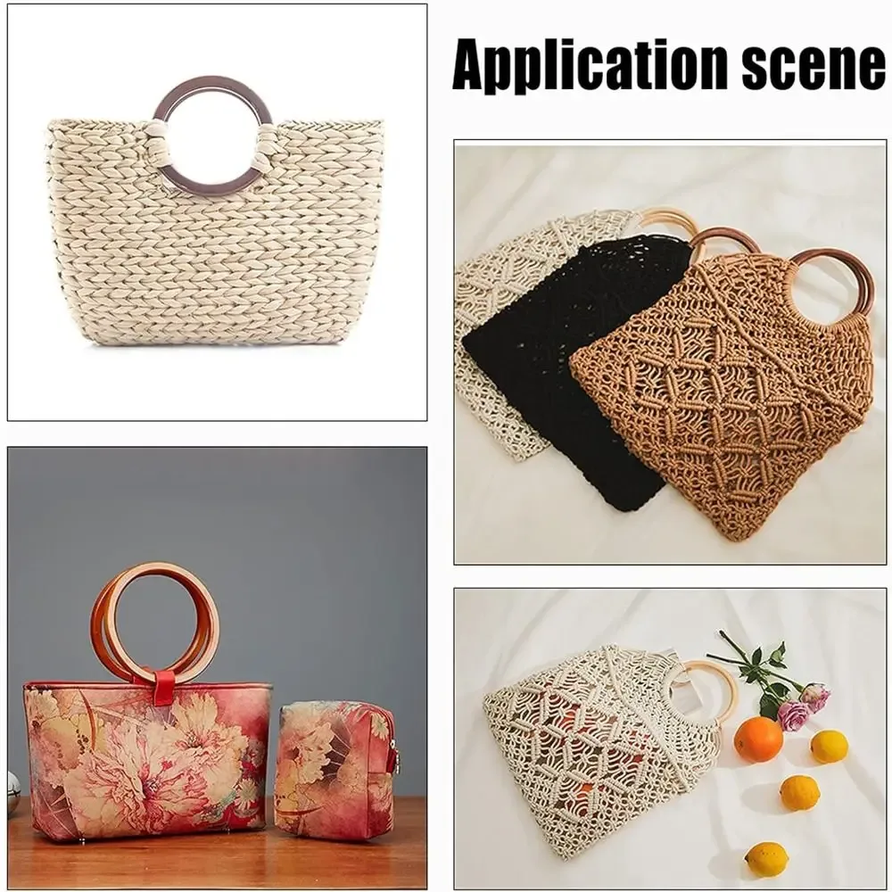 1/2 pièces poignées de sac rondes en bois, remplacements pour sacs à main faits main, sacs de plage, sacs à main et sacs à bandoulière