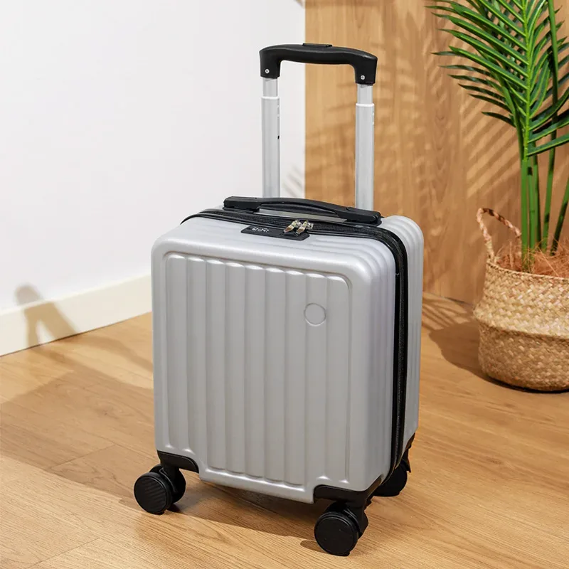 petite valise de 14 pouces avec serrure à combinaison, valise de transport de roue universelle ton clair, boîtier de chariot de voyage