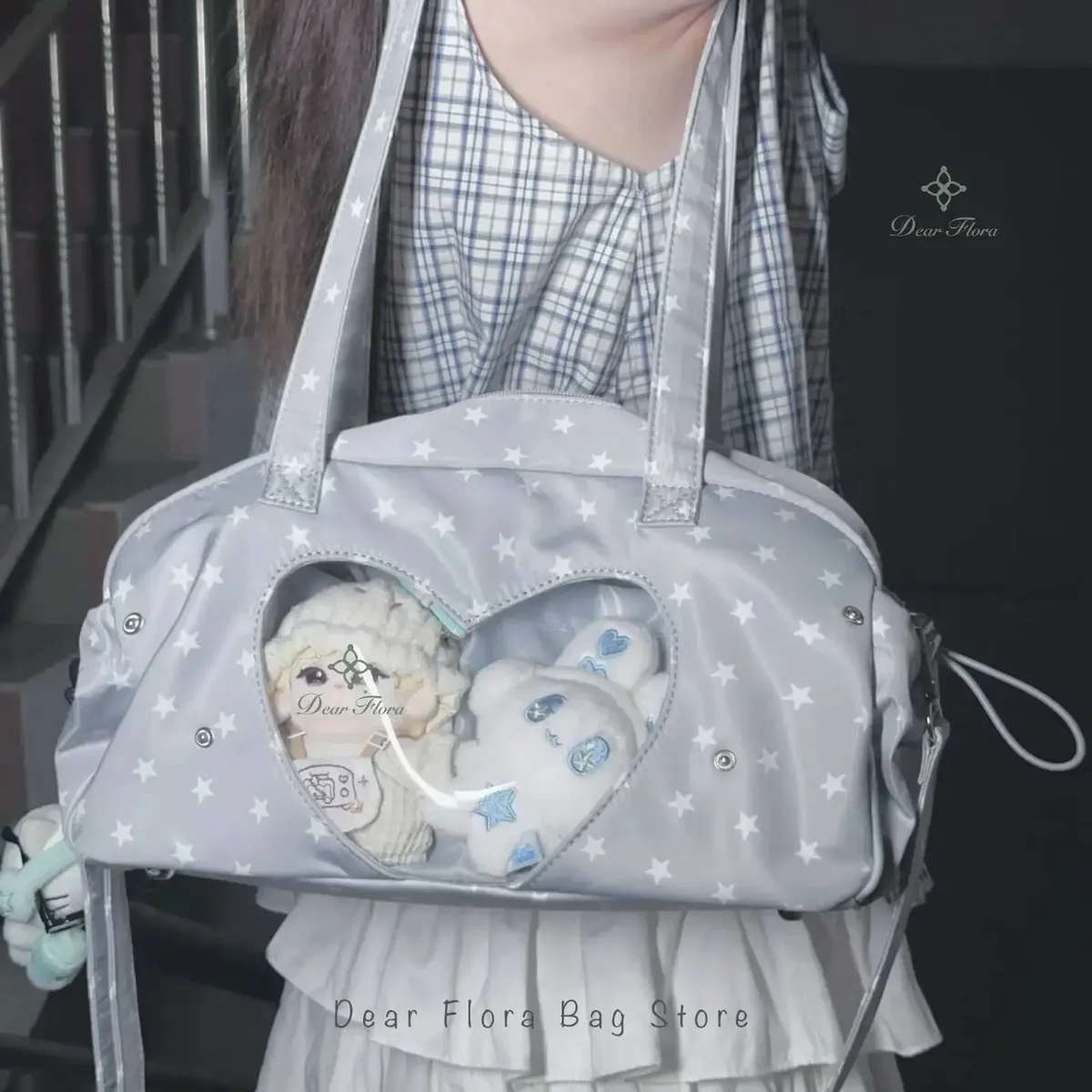 nouveau mignon ita sac femmes grande capacité sac à bandoulière lolita fille sac transparent bricolage badge affichage sac à bandoulière y2k doux sac à main