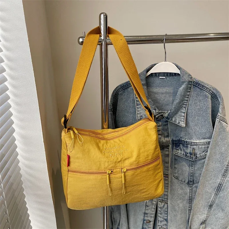 sac à main délavé pour femmes, pochette de voyage à la mode, multi-poches, imperméable, à bandoulière alertes onale, sacoche d'école douce et décontractée