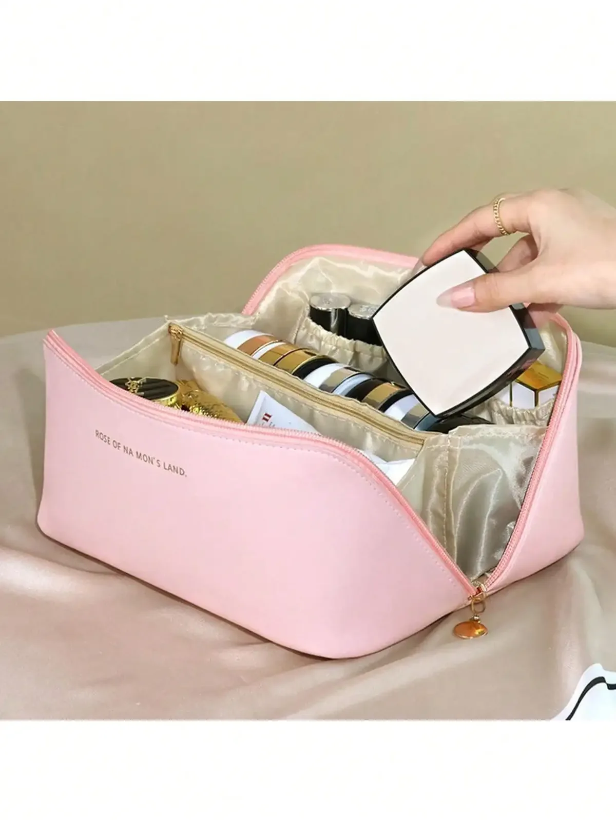grand sac à cosmétiques de voyage pour femmes, organisateur de maquillage en cuir, trousse de toilette féminine, trousse de maquillage, pochette de rangement, boîte de luxe pour dames