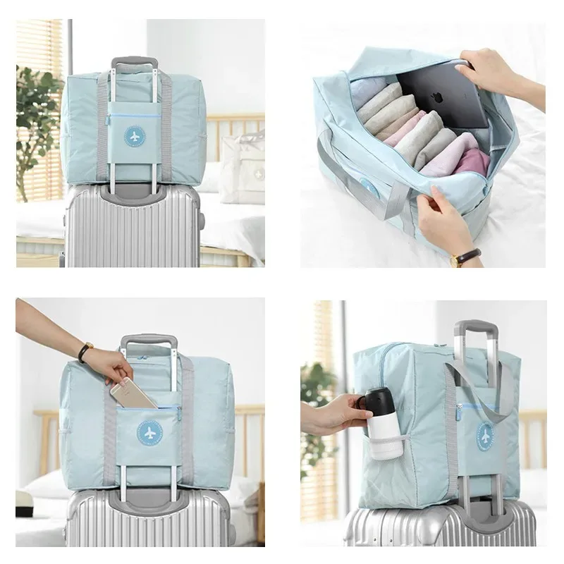 sac de voyage pliable de couleur unie, grande capacité, en tissu oxford imperméable, pour le sport et les voyages