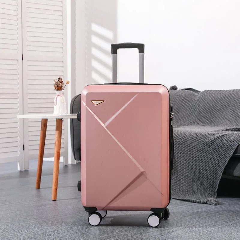 valise abs plastique dur motif géométrique lignes diagonales relief gris rose blanc jaune vert bleu rouge bagage affaires voyage