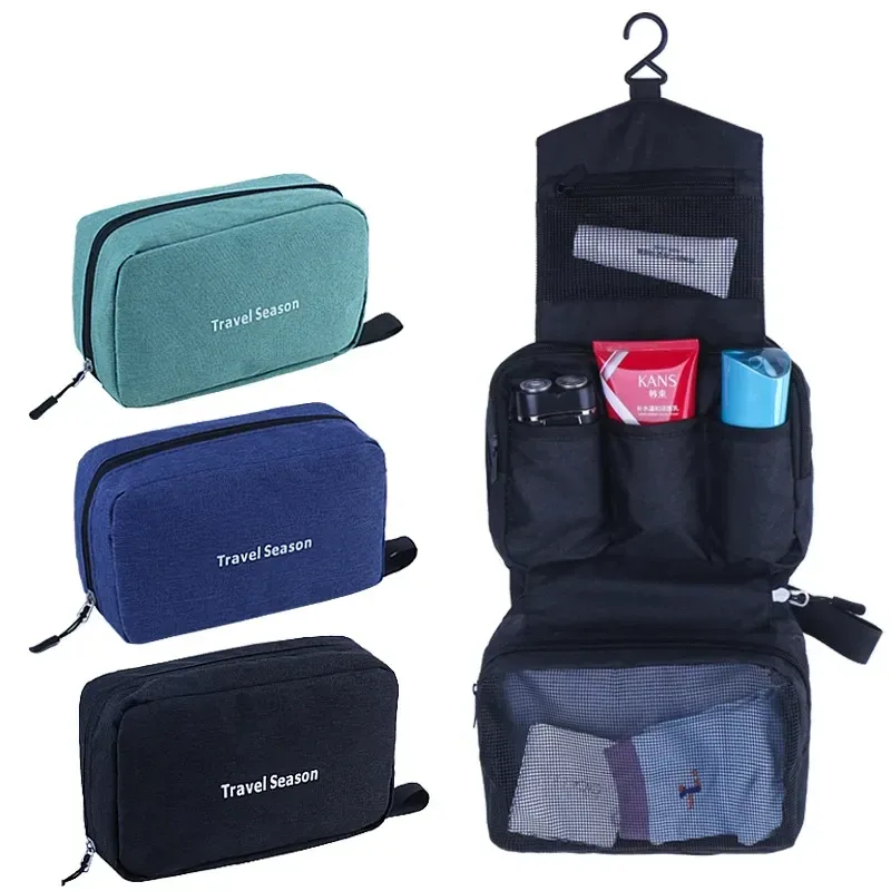 trousse de toilette de voyage suspendue pour hommes et femmes, imperméable, maquillage, cosmétique, esthéticienne, sac pliable, organisateur de salle de bain et de douche