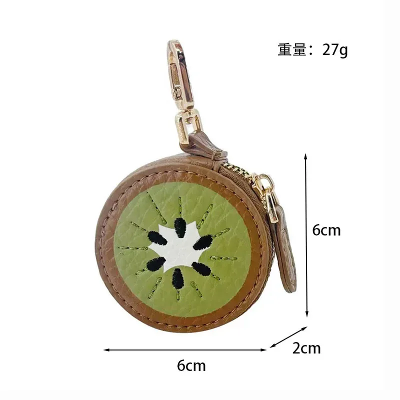 porte-clés en cuir motif fruit mignon, mini porte-monnaie à fermeture éclair pour sac à dos, breloque pour femme et fille, accessoires de vacances d'été à la plage, cadeaux