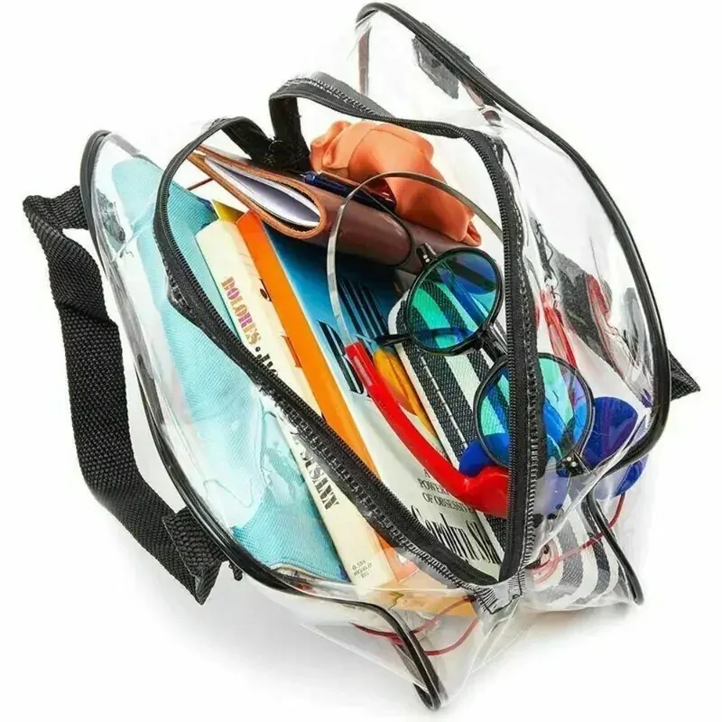 sac fourre-tout transparent approuvé pour les stades, petit sac à main pour les voyages et les concerts, sac cosmétique en pvc, sac de toilette de voyage